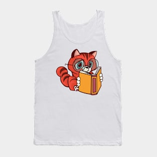 Funny Book Worm Cat Tank Top